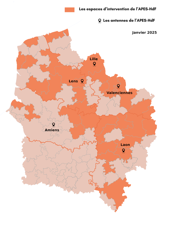 Les espaces d’intervention de l’APES-HdF 2025 -